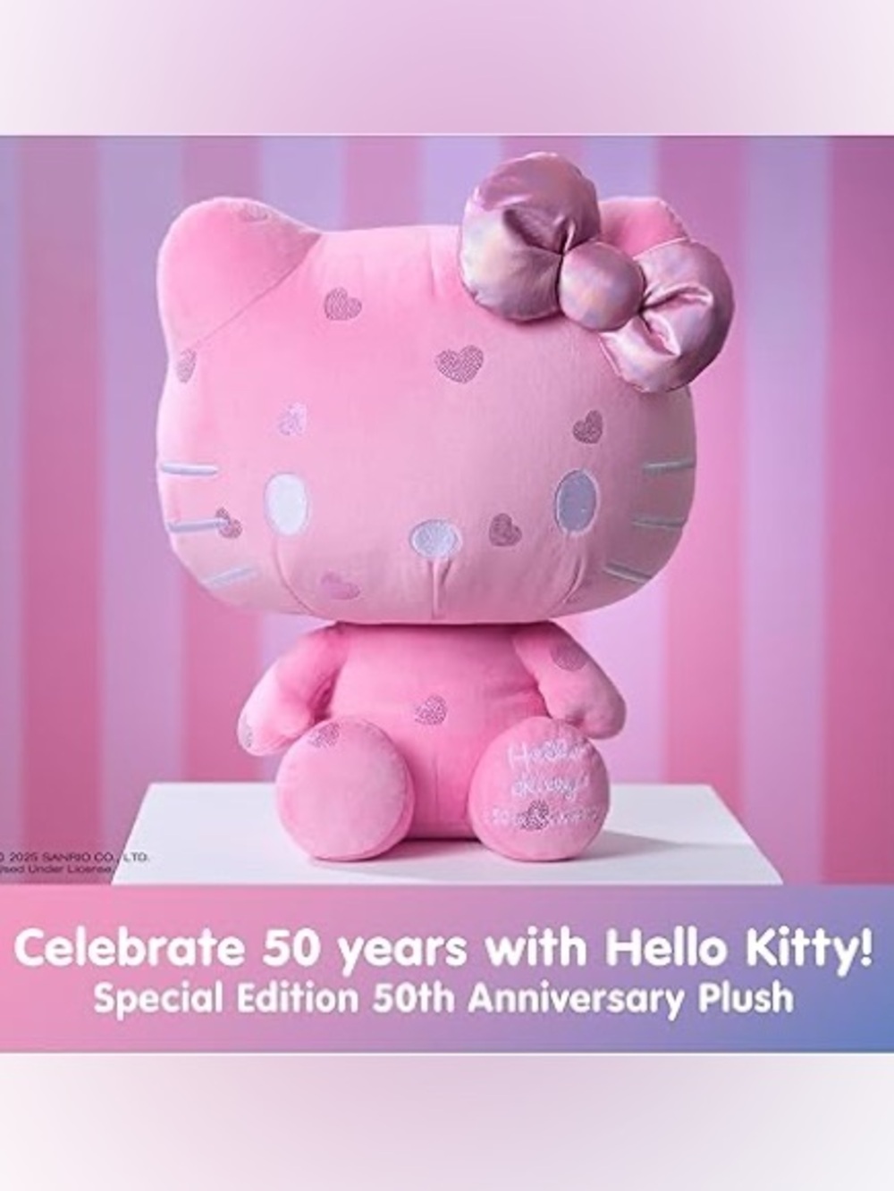 GUND Sanrio Hello Kitty 50th Anniversary Special Edition 12” Pink Plush Doll
